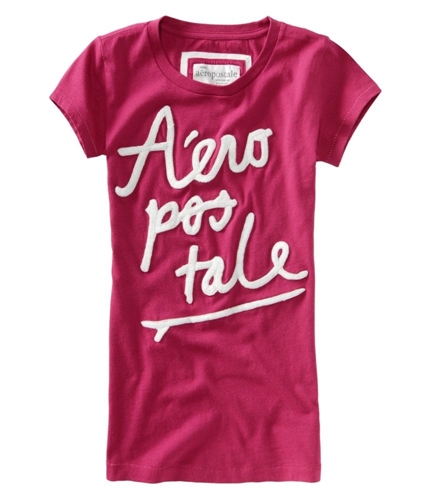 Aeropostale Womens Embroidered Graphic T-Shirt pinkveryberry M