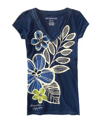 Aeropostale Womens Floral Graphic T-Shirt navynightblue XS