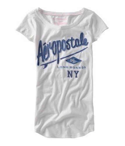 Aeropostale Womens Longboard Ny Graphic T-Shirt bleachwhite S