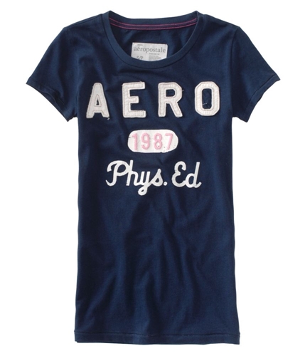 Aeropostale Womens Aero Phys Ed Crew-neck Graphic T-Shirt navyniblue XS