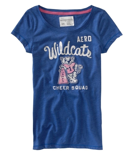 Aeropostale Womens Aero Wildcat Cheer Graphic T-Shirt bluepink XS