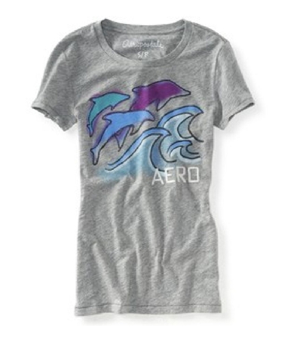 Aeropostale Womens Aero Dolphin Embroidered Graphic T-Shirt 052 XS