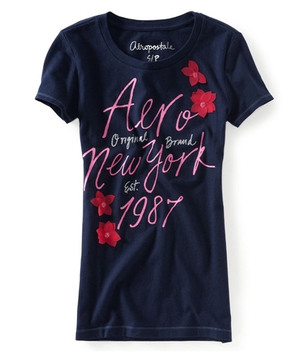 Aeropostale Womens Glitter Flower 87 Graphic T-Shirt 404 M