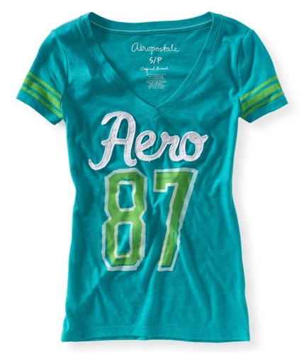 Aeropostale Womens V-neck Aero 87 Football Graphic T-Shirt 487 M