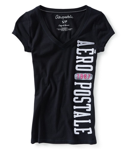 Aeropostale Womens V-neck Graphic T-Shirt 001 XS