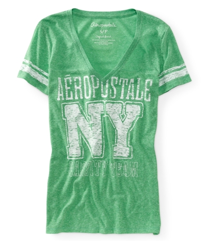 Aeropostale Womens Ny Varsity Team V-neck Graphic T-Shirt 393 S