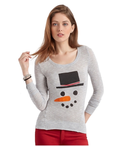 Aeropostale Womens Snowman Hi-Lo Knit Sweater 088 XS