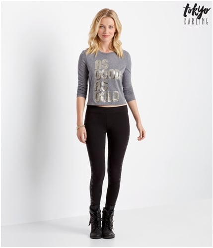 Aeropostale Womens As Good As Gold Graphic T-Shirt 001 L