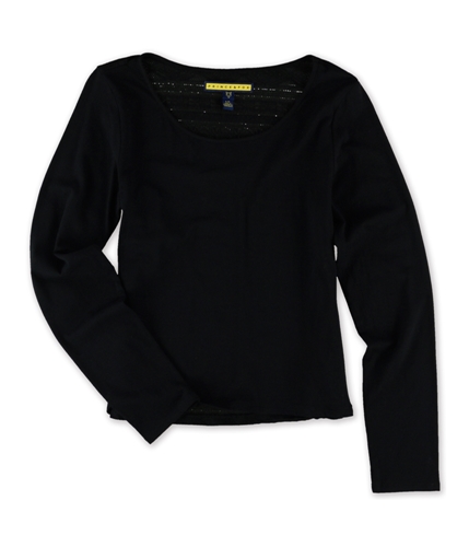 Aeropostale Womens Crochet Back LS Embellished T-Shirt 001 XS