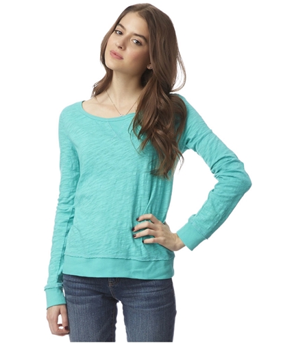 Aeropostale Womens Ls Crochet Back Basic T-Shirt 053 XS