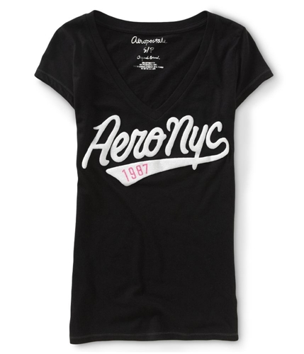 Aeropostale Womens Glitter Puff Paint V-neck Graphic T-Shirt 001 XS