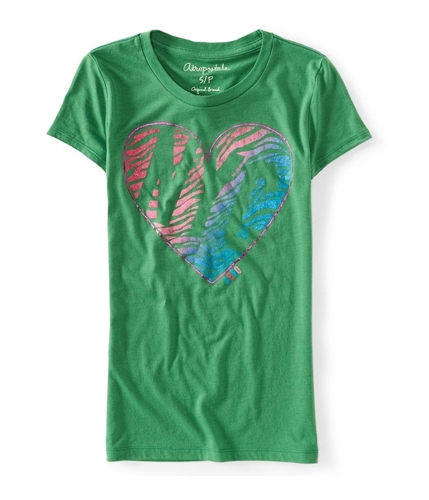 Aeropostale Womens Glittery Heart Design Graphic T-Shirt 393 S