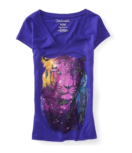 Aeropostale Womens Bold Rainbow Glitteriger Graphic T-Shirt 568 M