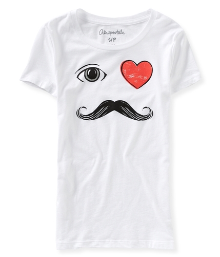 Aeropostale Womens Heart Moustache Graphic T-Shirt 102 XS