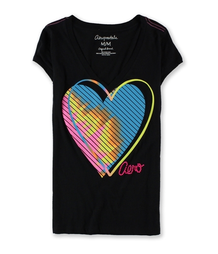 Aeropostale Womens Lined Heart Embellished T-Shirt 001 XS