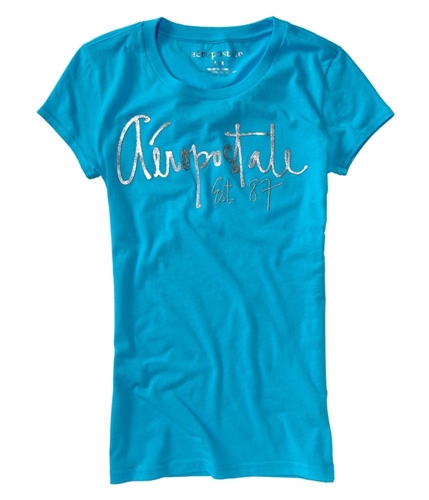 Aeropostale Womens Shimmer Graphic T-Shirt curacaoaqua XS