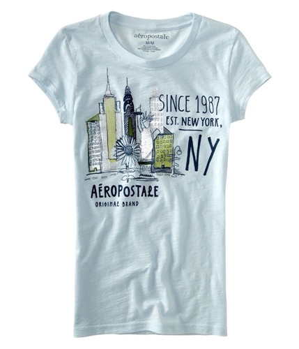 Aeropostale Womens Est New York Graphic T-Shirt paleblueaqua M