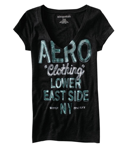 Aeropostale Womens Lower East Side Ny Graphic T-Shirt black L