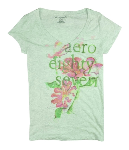 Aeropostale Womens Sparkle Floral Graphic T-Shirt lightestgray L