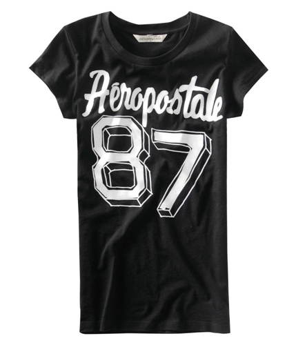 Aeropostale Womens #87 Graphic T-Shirt black XS