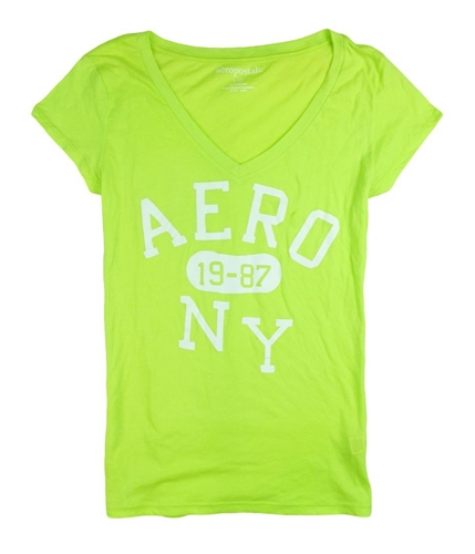 Aeropostale Womens Aero 1987 Ny V-neck Graphic T-Shirt limegr XS