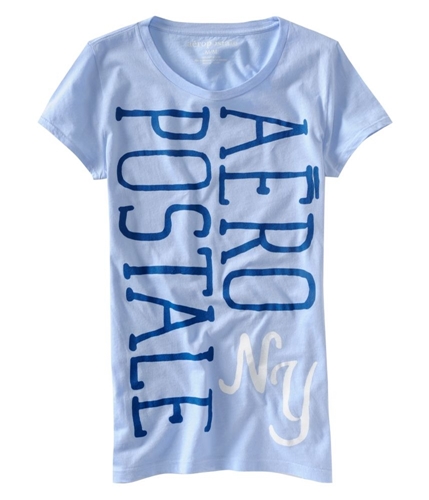 Aeropostale Womens Ny Print Crew-neck Graphic T-Shirt crystalblue XS
