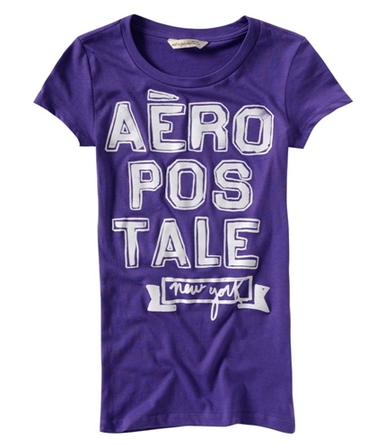 Aeropostale Womens Large Print Crew-neck Graphic T-Shirt purple M