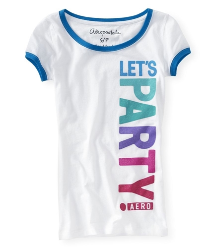 Aeropostale Womens Let's Party Graphic T-Shirt bleach XS