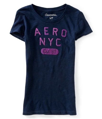 Aeropostale Womens Aero Nyc Est. 87 Felt Decal Embellished T-Shirt 404 S