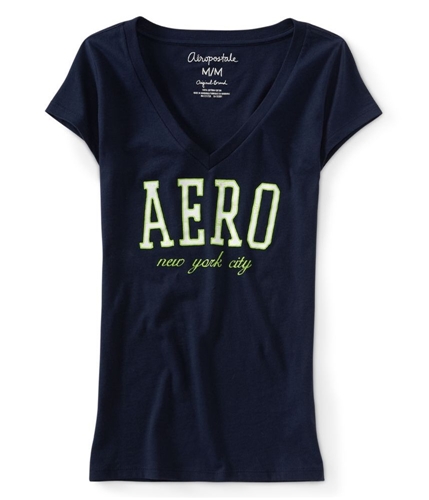 Aeropostale Womens We Leathered Aero V-neck Graphic T-Shirt 404 S