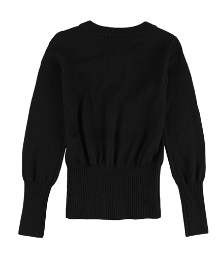 bar III Womens Ribbed Lace-Up Knit Sweater deepblack XS