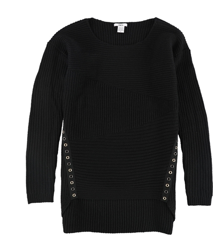 bar III Womens Asymmetrical Grommet-Detail Knit Sweater deepblack XS