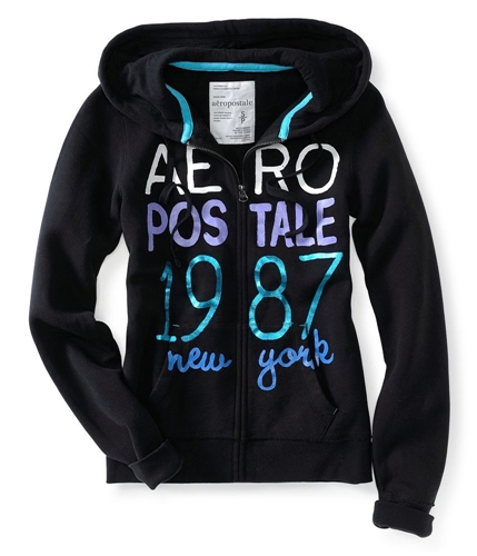 Aeropostale Womens Full Zip Up 1987 New York Hoodie Sweatshirt 001 XL