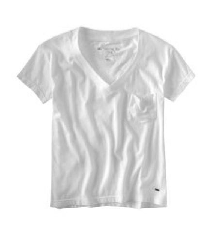 Aeropostale Womens V-neckpocket Basic T-Shirt bleachwhite XS