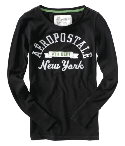 Aeropostale Womens Embroidered Long Sleeve Graphic T-Shirt black XS