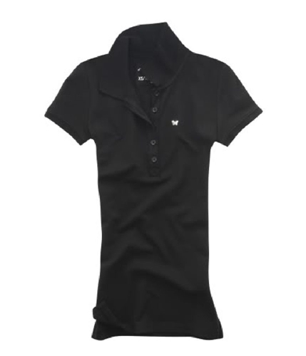 Aeropostale Womens Uniform Butterfly Polo Shirt black XS