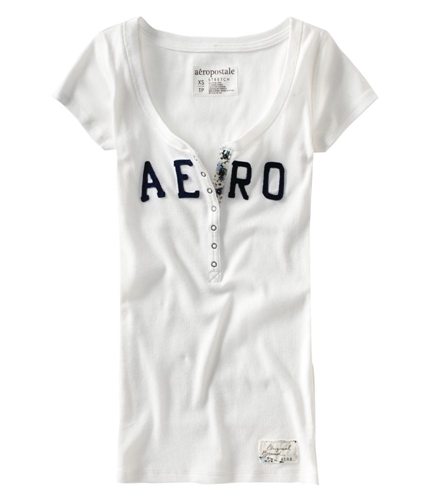 Aeropostale Womens Aero Henley Shirt bleachwhite M