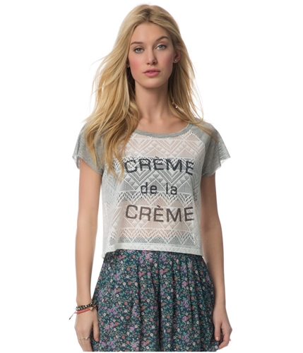 Aeropostale Womens Crochet Crop Graphic T-Shirt 001 M