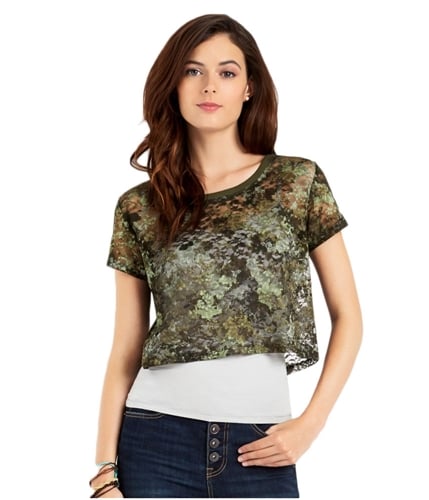 Aeropostale Womens Camo Lace Graphic T-Shirt 332 XS