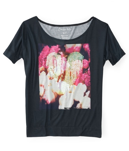 Aeropostale Womens Sequin Floral Fashion Graphic T-Shirt 058 XS