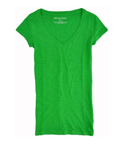 Aeropostale Womens Solid V-neck Graphic T-Shirt picnic S