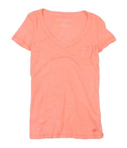 Aeropostale Womens Neon V-neck Graphic T-Shirt corall XS