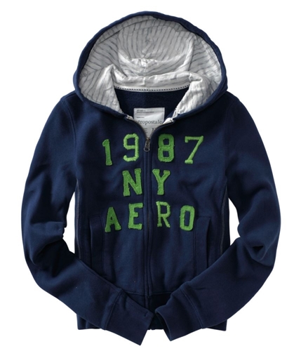 Aeropostale Womens 1987 Ny Aero Hoodie Sweatshirt navynightblue S
