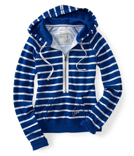 Aeropostale Womens Stripe Half-zip Popover Hoodie Sweatshirt 488 XS