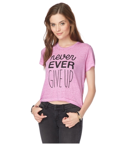 Aeropostale Womens Never Ever Giveup Graphic T-Shirt 535 S