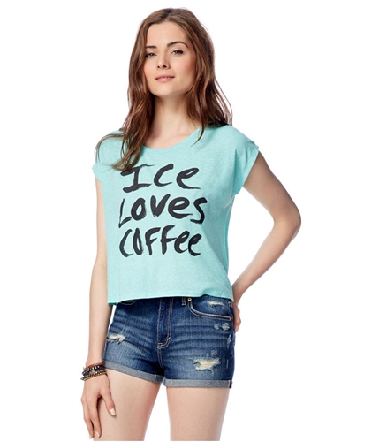 Aeropostale Womens Ice Loves Coffee Graphic T-Shirt 158 XS