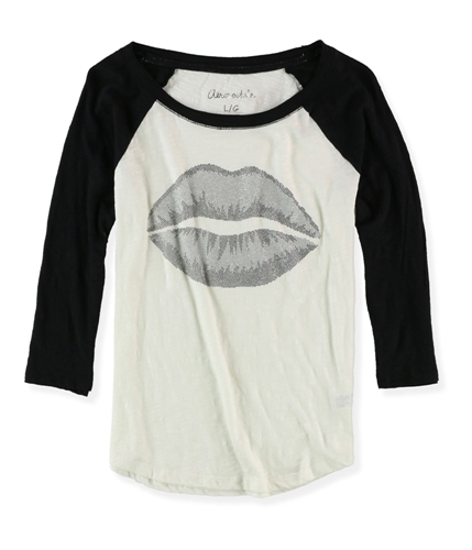 Aeropostale Womens Glitter Lips Graphic T-Shirt 047 L