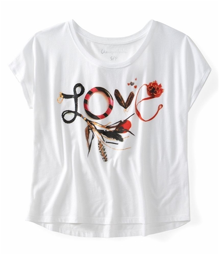 Aeropostale Womens Love & Fe Leather Graphic T-Shirt 102 XS