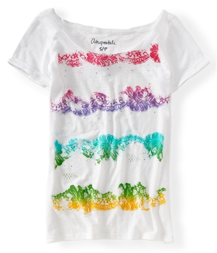 Aeropostale Womens Lace Rhinestone Graphic T-Shirt 102 S
