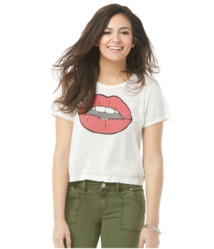 Aeropostale Womens Lips Cropped Graphic T-Shirt 102 XL